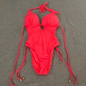Pink one piece swim suit